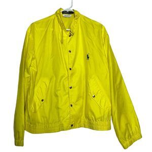 Polo Ralph Lauren Men's M Yellow Bomber Jacket Vintage Full Zip Logo Embroidered